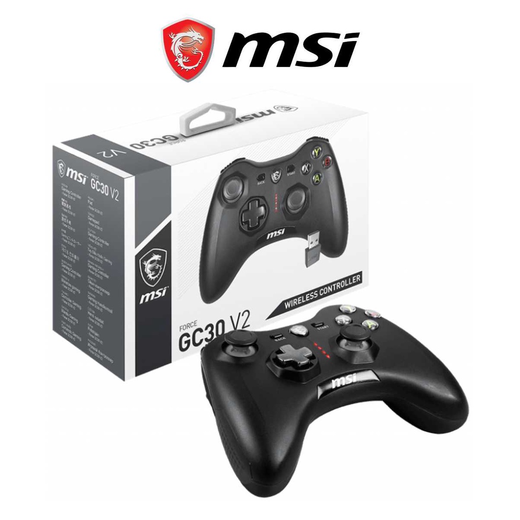 Tay Cầm Chơi Game Không Dây MSI Force GC30 V2 Dây Dài 2M, Tương Thích PS4, PC Laptop Windows, Điện Thoại Máy Tính Bảng
