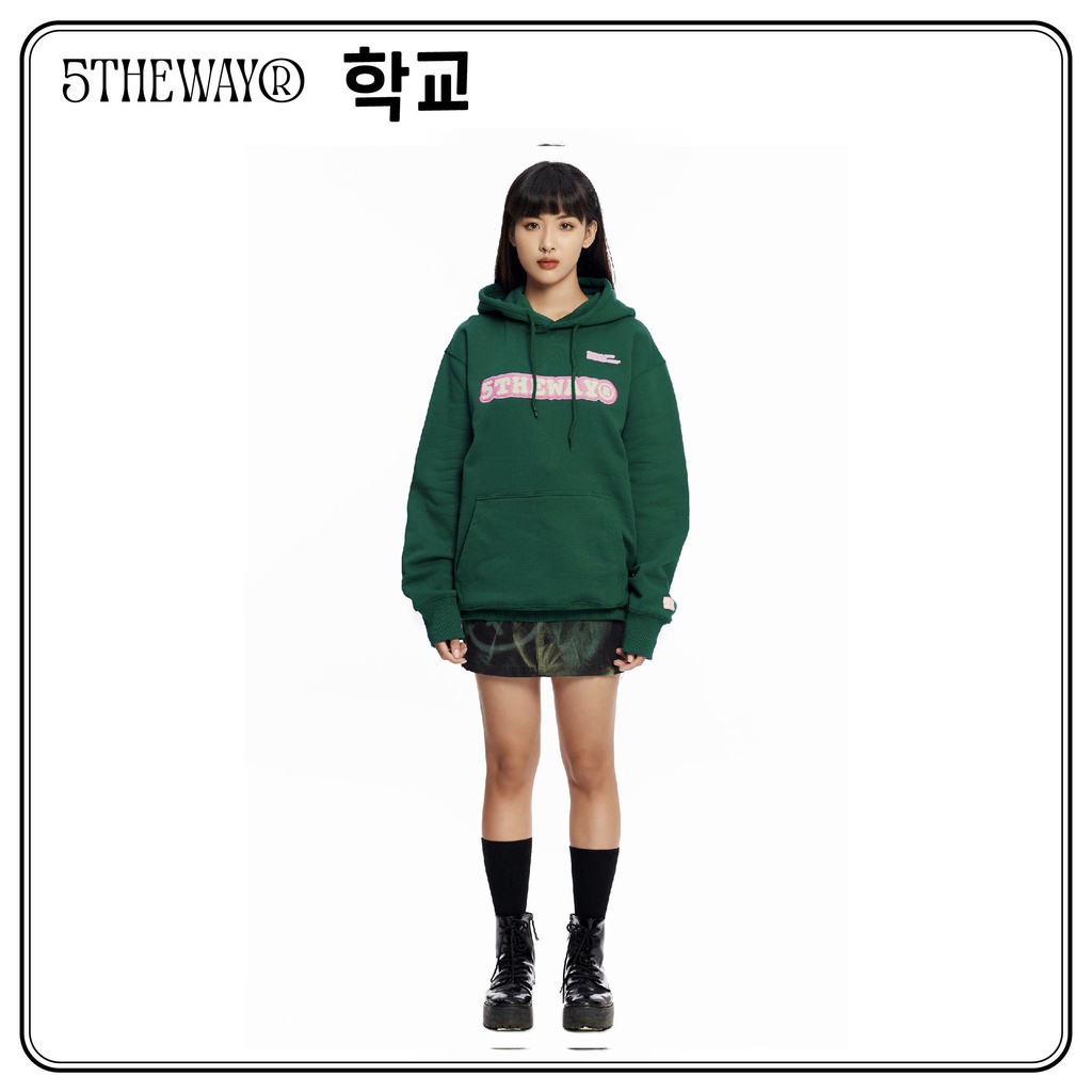 Áo Hoodie 5THEWAY /sketch/ thêu xù màu xanh lá Green