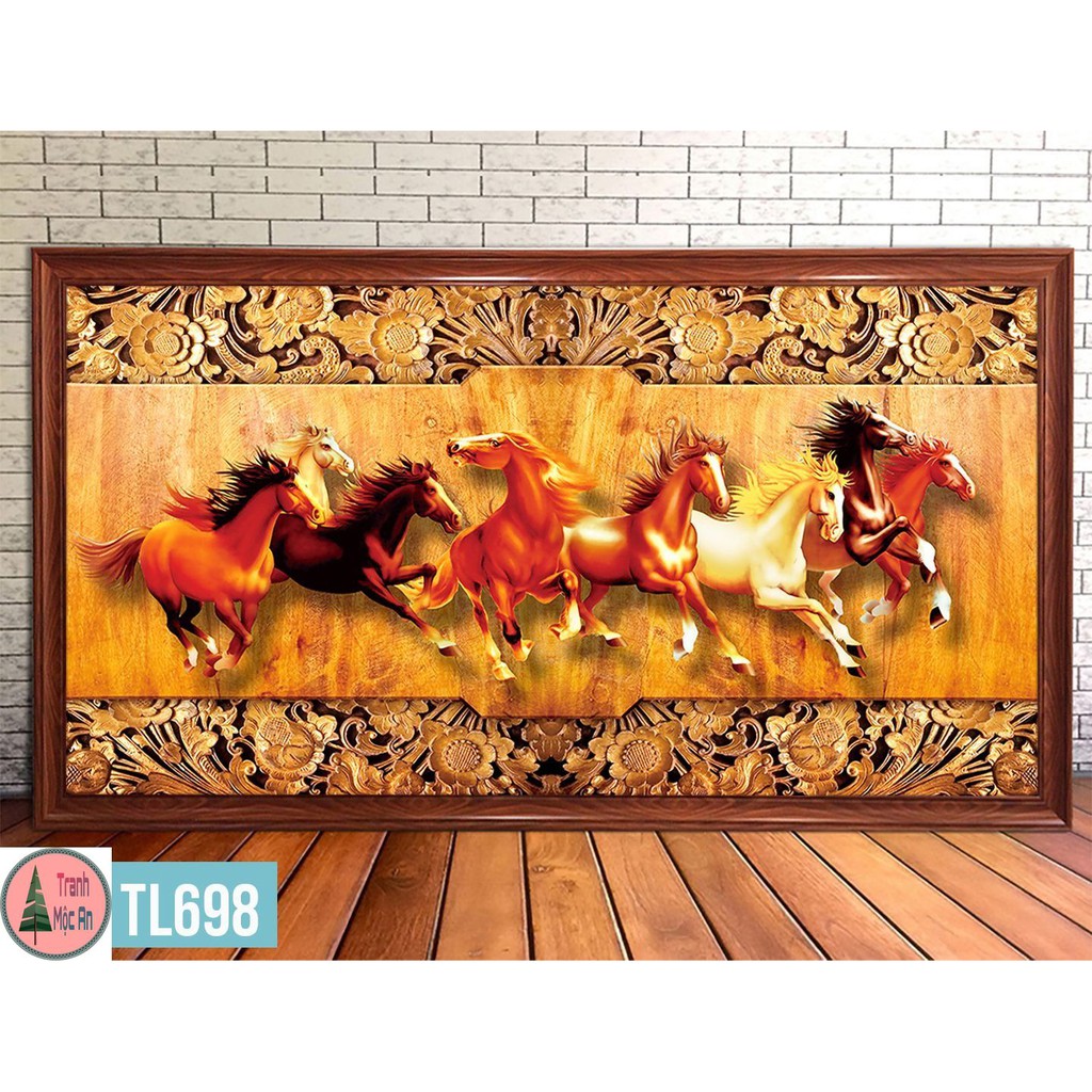 TRANH MÃ ĐÁO THÀNH CÔNG size 80cm x 160cm gồm khung Tranh phòng khách treo tường trang trí nội thất, tráng gương