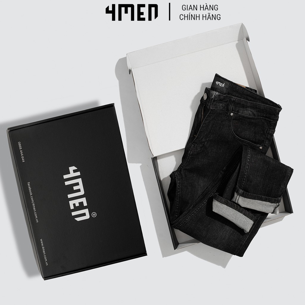 Quần jeans đen nam đẹp 4MEN QJ024 vải cao cấp co giãn, form slimfit tôn dáng | BigBuy360 - bigbuy360.vn