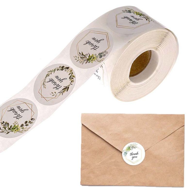 Cuộn 500 Miếng Dán Bằng Nhựa PVC In Chữ Thank You 4 Phong Cách Chuyên Dụng