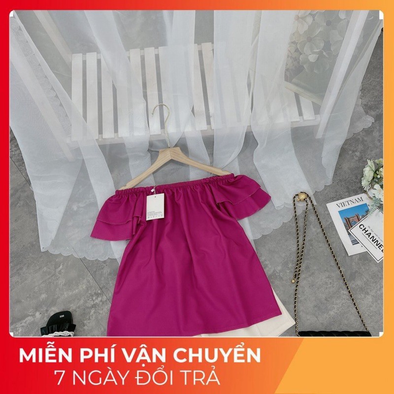 Sét Áo Trễ Vai Bèo Xuông Mix Quần Sooc Đùi Giả Váy  Chất áo von lụa mềm đep Hàng may kỹ