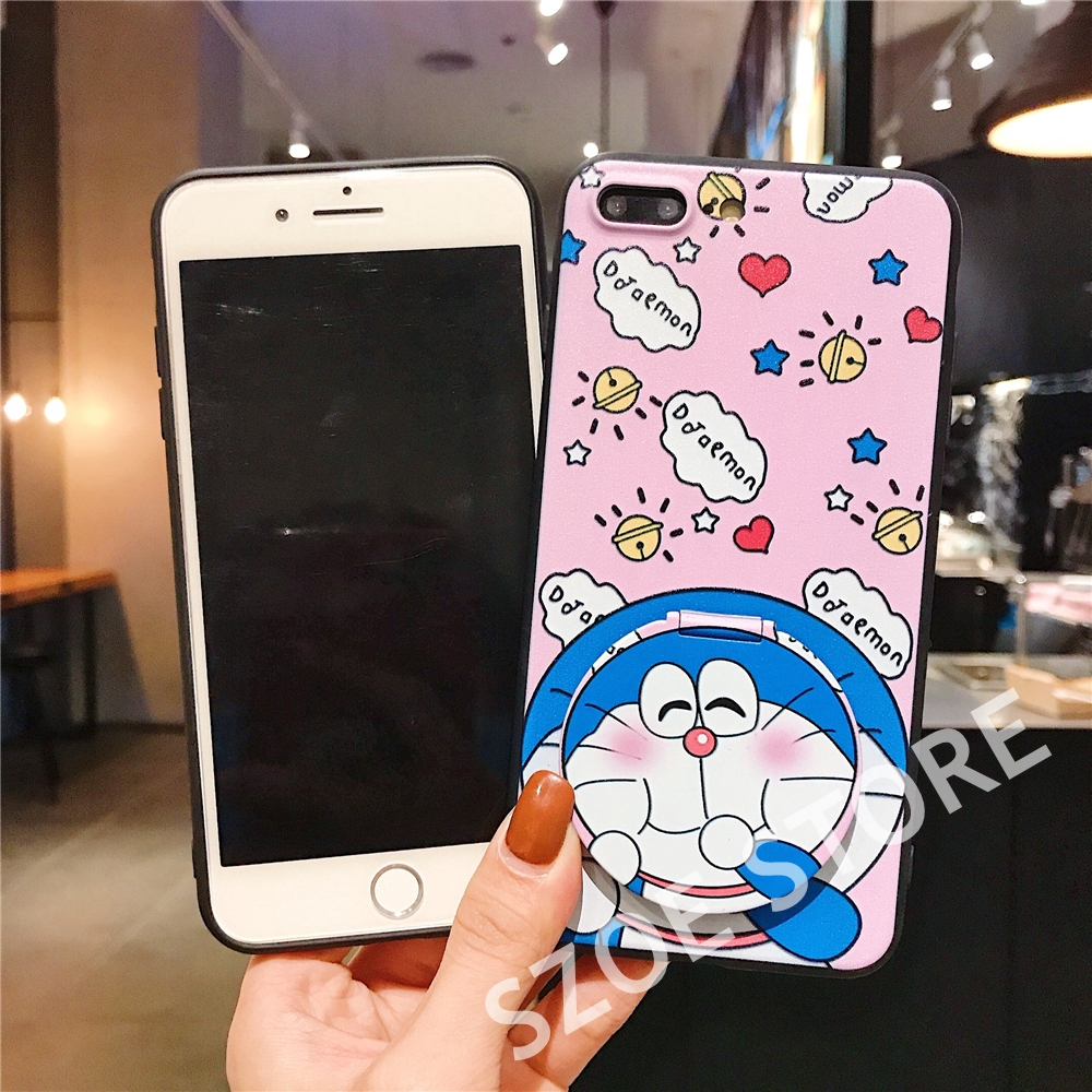 Ốp điện thoại mềm có gương hình Doraemon cho Samsung J7 Pro J5 Pro J3 Pro J6 Plus J4 Plus J7 Prime J5 Prime J2 Prime