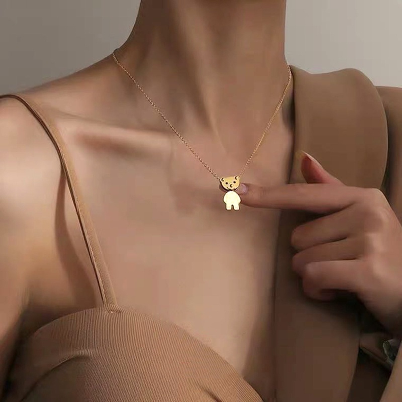 Vòng cổ Thép Titan Mặt Hình Gấu Teddy Xinh Xắn Dành Cho Nữ
