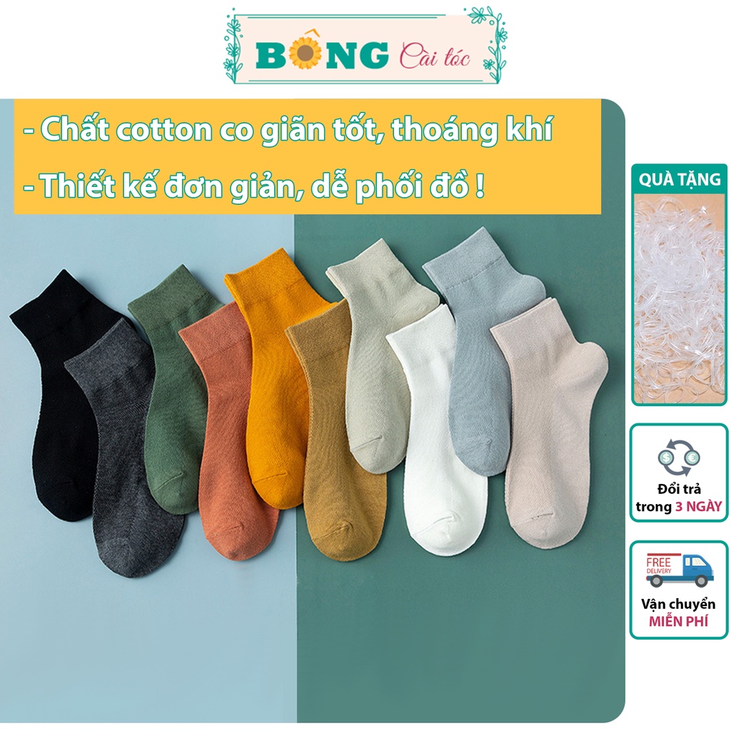 Tất nữ cổ ngắn nhiều màu chất cotton mềm mịn, co giãn 4 chiều phong cách Hàn Quốc TC30 - Vớ BÔNG Cài Tóc