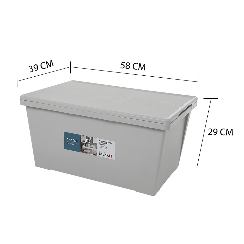 HomeBase STACKO Hộp đựng đồ bằng nhựa Thái Lan AMATAS 43L 39.2X58.2X28cm màu xám