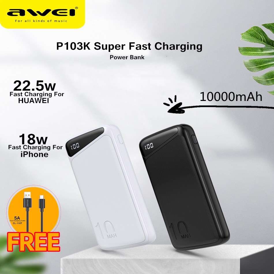 Pin Sạc Dự Phòng Thông Minh AWEI P103K Dung Lượng 10000mah