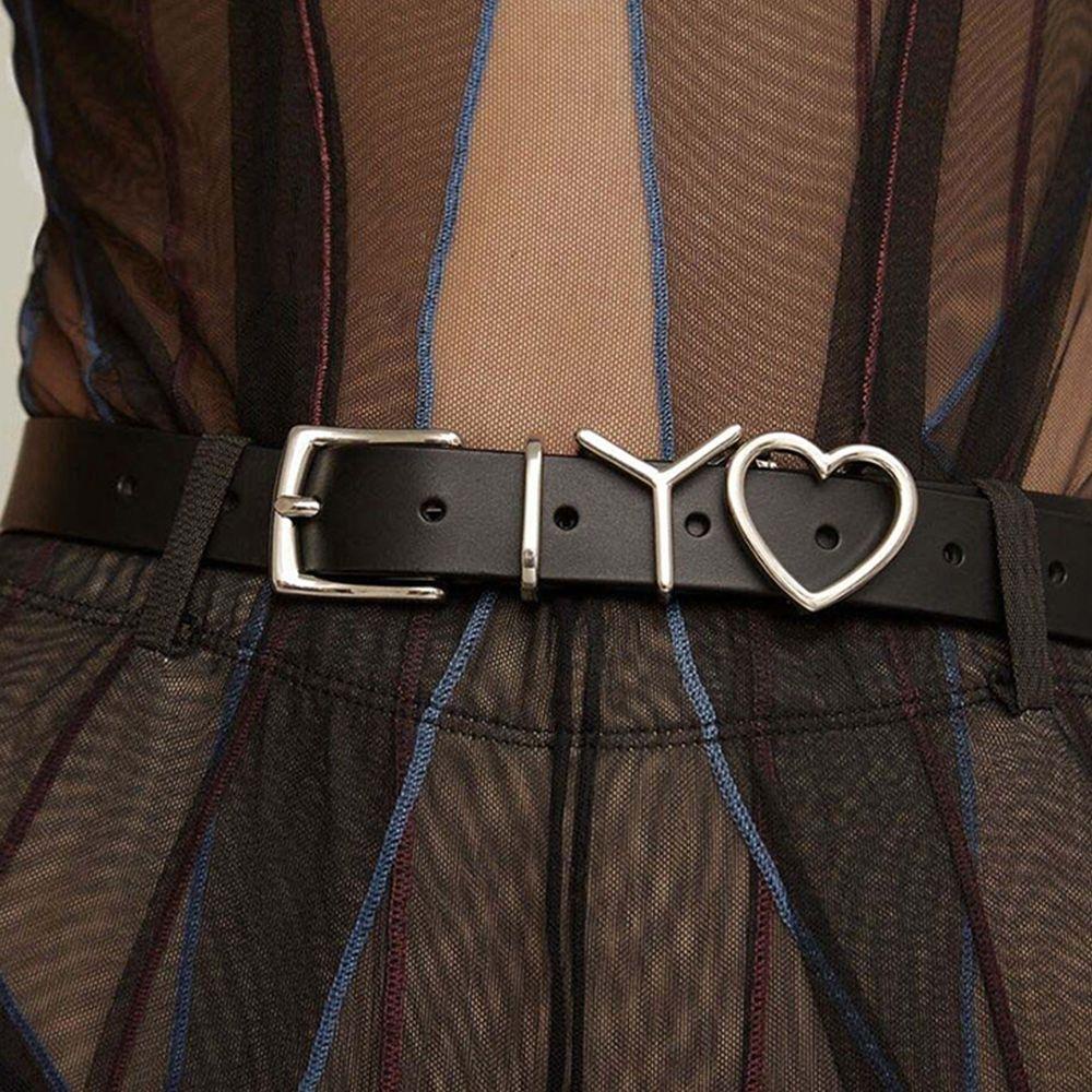 Thắt Lưng Da PU Khóa Hợp Kim In Chữ Thiết Kế Đơn Giản Thời Trang Cho Nữ