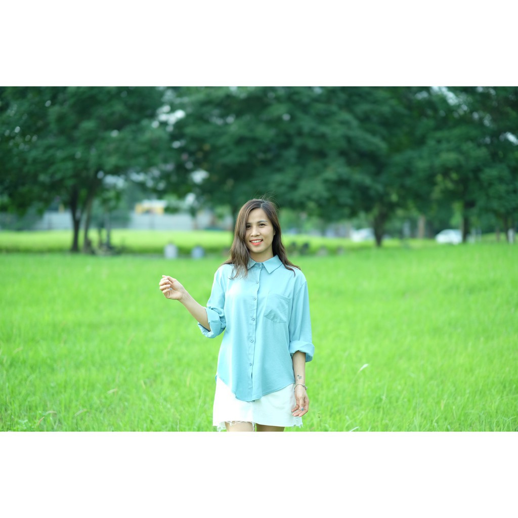 Áo sơ mi nữ cổ polo dài tay dáng rộng thời trang Hàn Quốc kiểu áo sơ mi dáng rộng basic nhiều màu | BigBuy360 - bigbuy360.vn