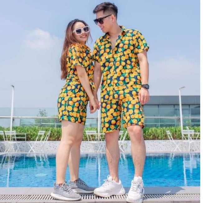 28. Đồ bộ trái cây đi biển(ảnh thật, chất kate thái) trái cam