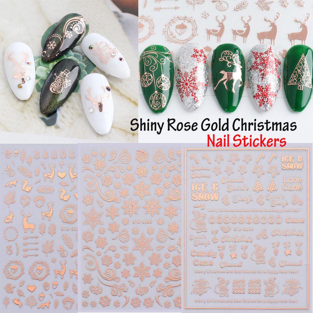 MIH Set 1 / 9 Tấm Hình Dán 5D Họa Tiết Hoa Tuyết Tuần Lộc / Hươu / Cây Cối