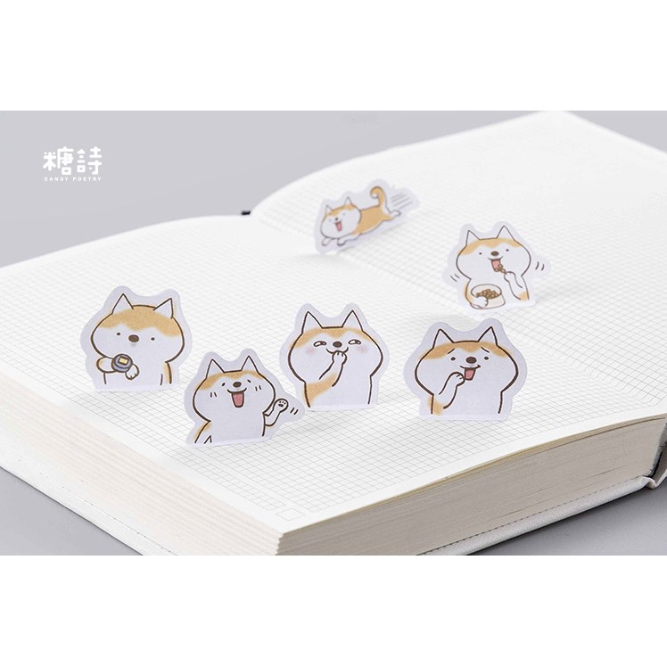 Hộp 45 miếng sticker mẫu cún shiba tai vàng