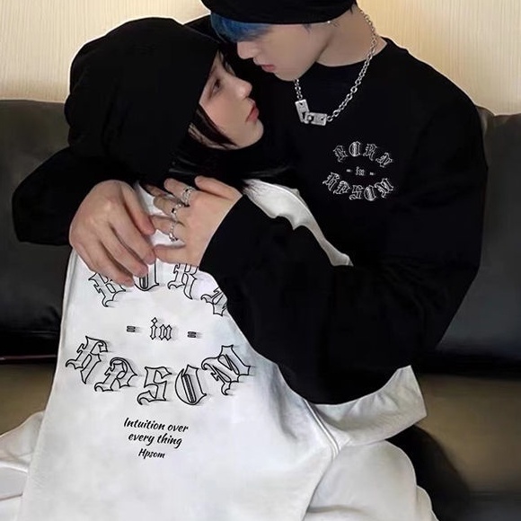 ZHELIHANGFEI  Áo Sweater Tay Dài Dáng Rộng In Chữ Cá Tính Thời Trang