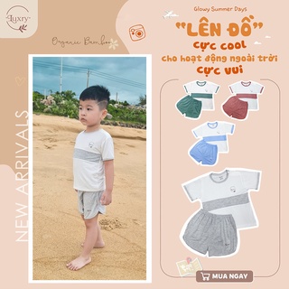 Bộ cộc tay cài vai phối màu luxry