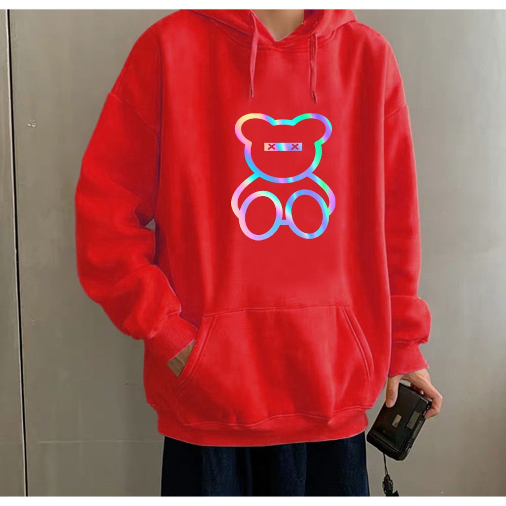 Aó khoác nỉ Hoodie phản quang Gấu Teddy, Áo khoác nỉ nam nữ họa tiết hình cá tính - KN26 | WebRaoVat - webraovat.net.vn