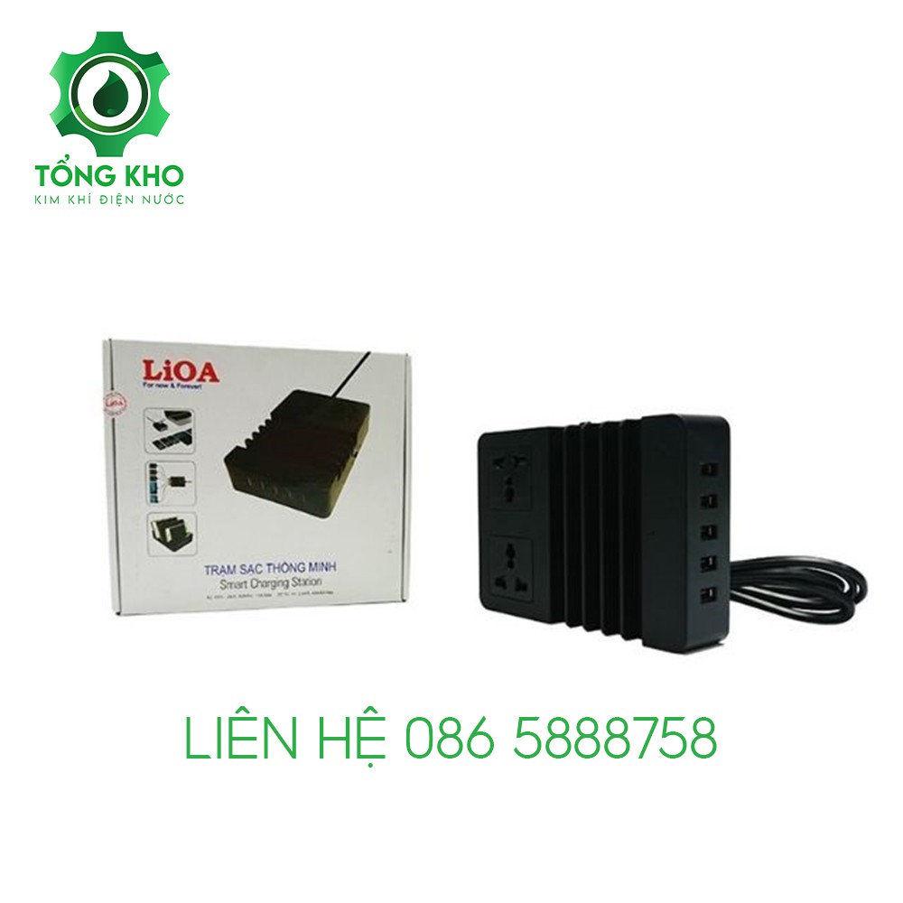 Ổ cắm sạc laptop, điện thoại, Ipad, LIOA 2 ổ cắm 5 ổ USB - Tổng kho kim khí điện nước