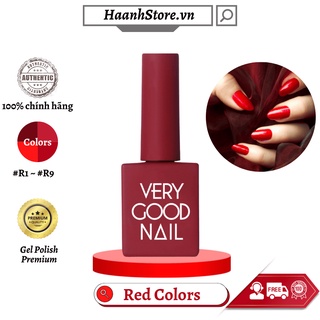 "Very good nail -  Red color Series 10ml": Sơn gel cao cấp Hàn quốc tone màu Đỏ Very good nail chính hãng