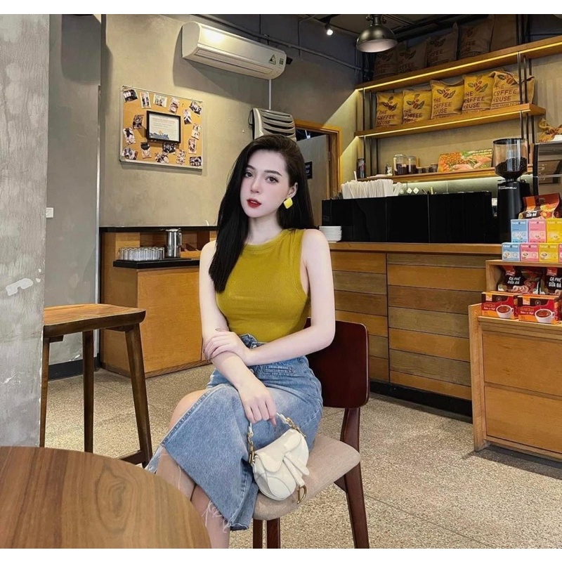 Áo ba lỗ yếm chất tổ ong co giãn mềm mịn basic dành cho nữ Nhungkudostore