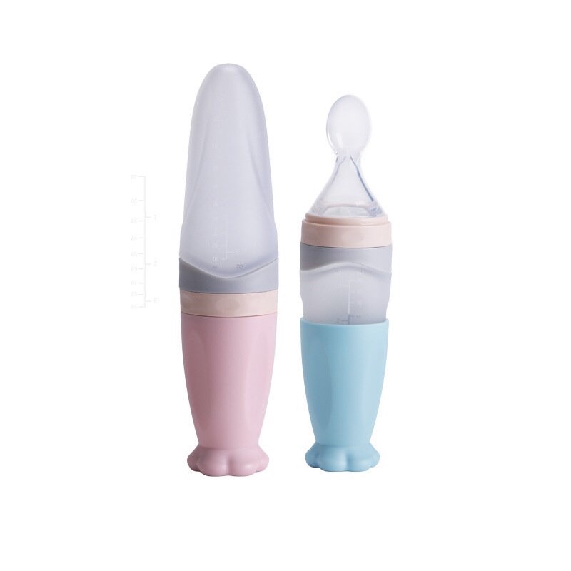 Bình thìa ăn dặm silicon Molli hỗ trợ uống sữa ăn bột đút cháo có nắp chống tràn tiện lợi an toàn cho bé