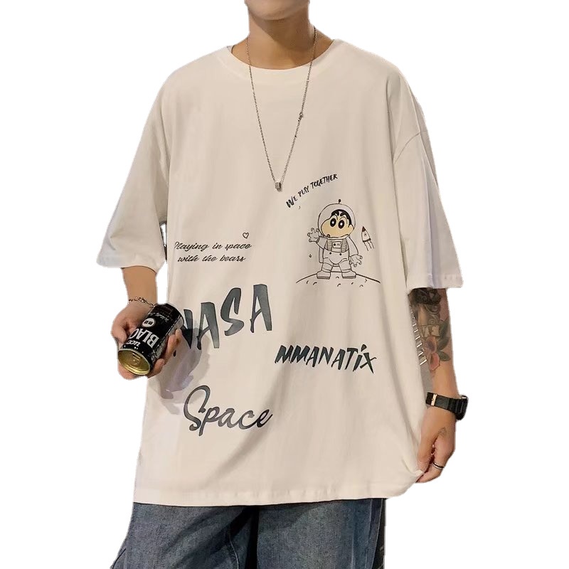 Áo Thun Tay Ngắn Dáng Rộng Cổ Tròn In Chữ size M-8XL Phong Cách Hip Hop Thời Trang Mùa Hè Cho Nam