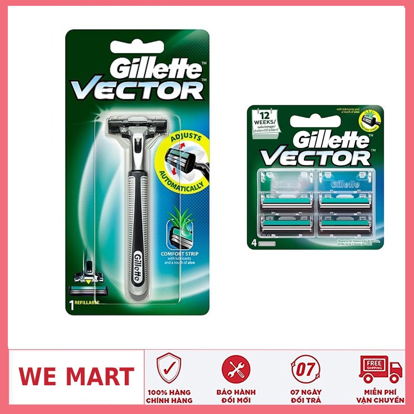 Combo  Dao Cạo Râu và 2 Lưỡi dao cạo râu Gillette Vector