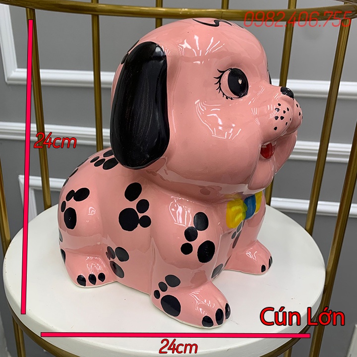 Ống tiết kiệm men sứ hình chó cún siêu đáng yêu, heo lợn đất đẹp giá rẻ bát tràng