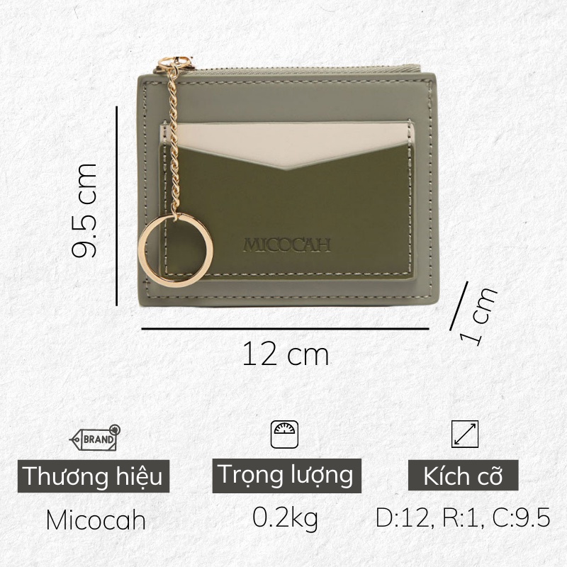 Ví da MICOCAH pu mỏng màu pastel thời trang Hàn Quốc đựng thẻ nữ atm card mini Tina Shop EL002