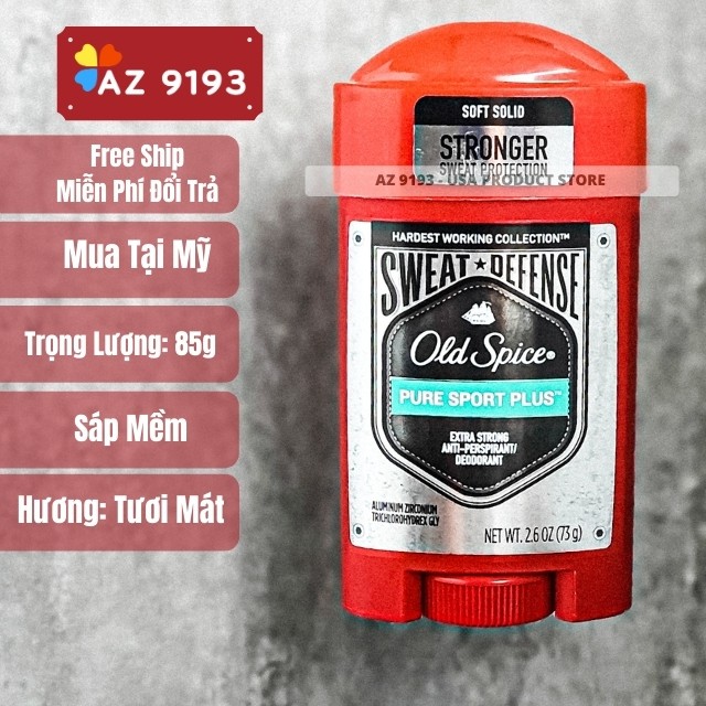 [Mua Tại Mỹ] Lăn Sáp Khử Mùi Old Spice Sweat Defense Hàng Mỹ - Hương Thơm Nam TÍnh, Chống Mồ Hôi, Giảm Vàng Áo- AZ 9193