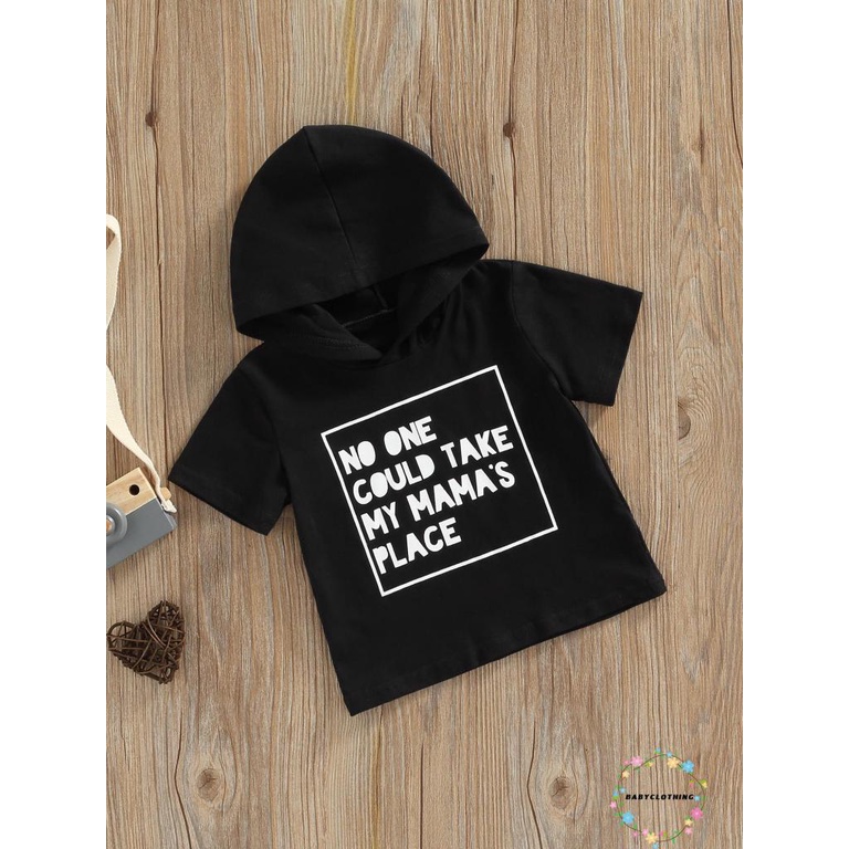 Áo Hoodie Tay Ngắn In Chữ Thời Trang Cho Bé Trai