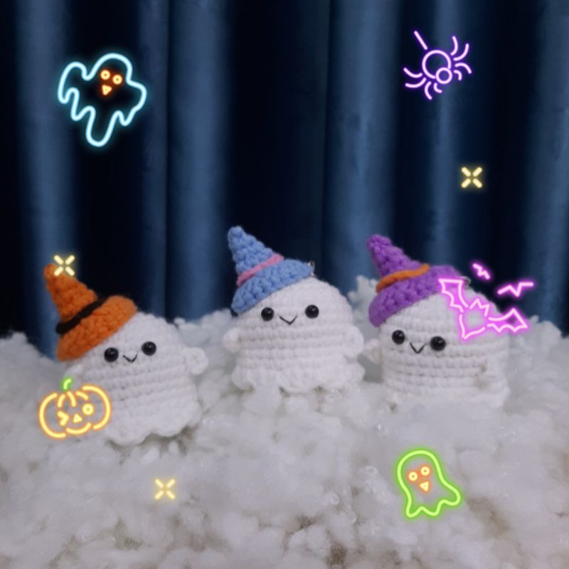 Móc khóa bé ma mini móc len - Amigurumi ghost 👻