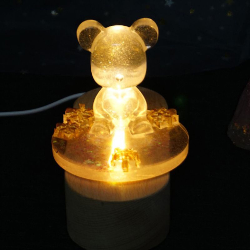 NAV Handmade LED Wood Resin Display Base Round Wooden Night Base Resin Ornament Stand DIY Night Light Resin Art Crafts