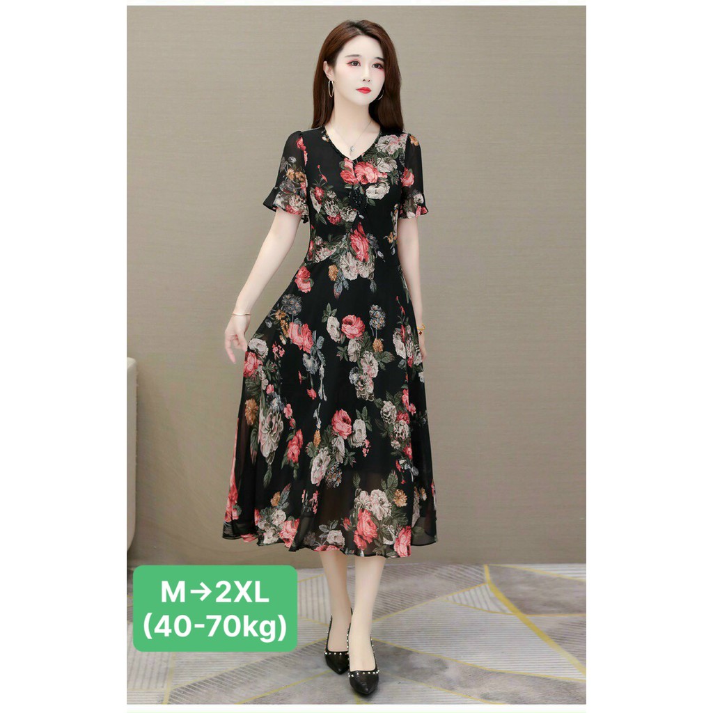 ĐẦM TRUNG NIÊN BAD SHOP DỰ TIỆC SIZE M ĐẾN 3XL MÀU ĐEN PHỐI HOA | BigBuy360 - bigbuy360.vn