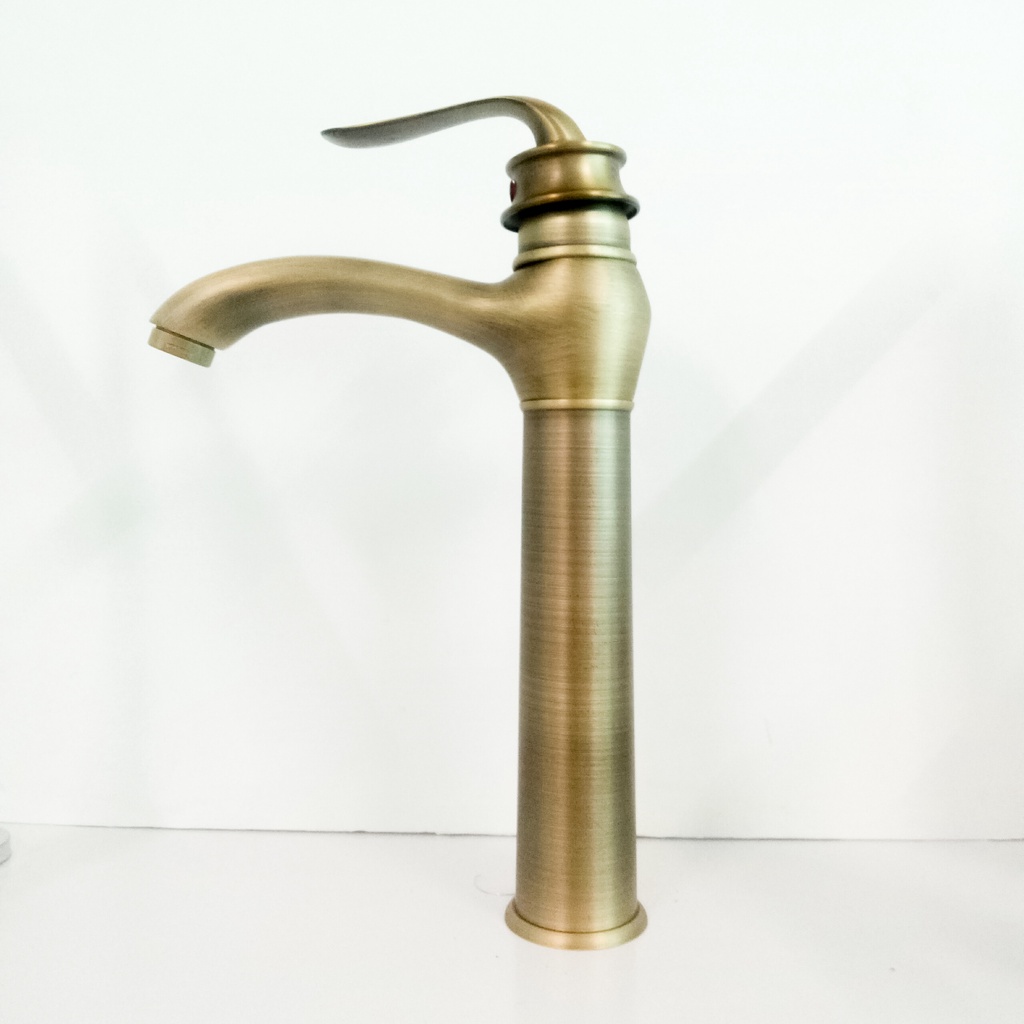 Vòi bồn rửa mặt, vòi Lavabo đồng giả cổ  Aladdin nóng lạnh (kèm dây cấp nước)