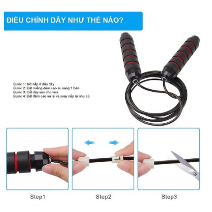 Dây nhảy tập thể dục đàn hồi Lõi Cáp - Thép - Hợp Kim, Dây nhảy Thể lực giảm cân hiệu quả tại nhà .