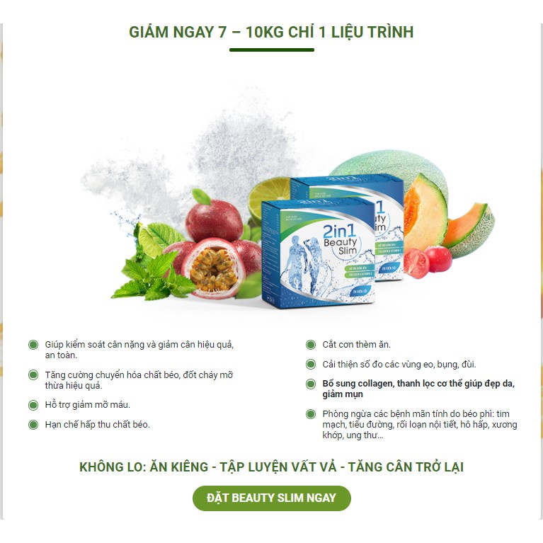 BEAUTY SLIM 2 IN 1 [2IN1 HỘP 28 VIÊN] DẠNG SỦI GIÚP GIẢM CÂN AN TOÀN CAM KẾT CHÍNH HÃNG