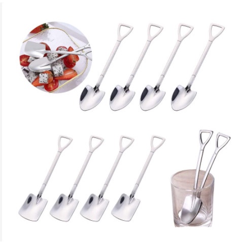 Thìa inox cán dài 19cm /Muỗng sinh tố mẫu trơn không gỉ 88279 Korea Store 88