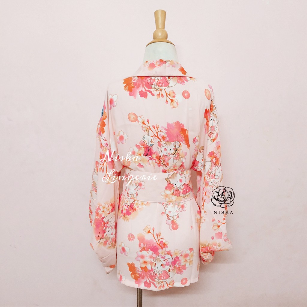 Bộ choàng yukata mèo và hoa anh đào - Mã D128 | BigBuy360 - bigbuy360.vn