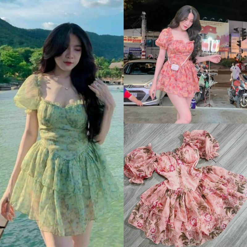 Đầm voan xoè tay bồng cực xinh