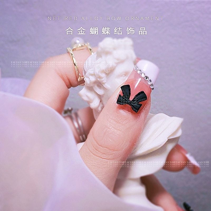 Charm nơ kim loại phủ sơn tĩnh điên nhiều màu trang trí móng