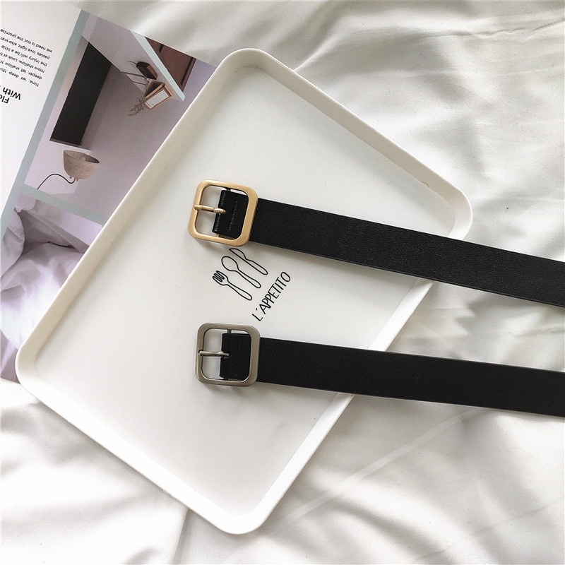 Thắt lưng nữ thắt lưng da đầu vuông thời trang BIGOMALL - Dây nịt da phụ kiện hot teen dễ phối đồ