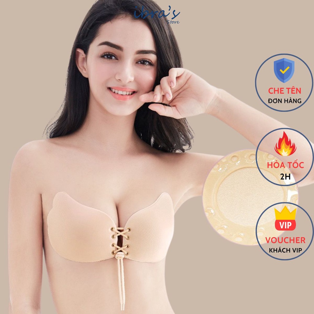 Miếng Dán Nâng Ngực Ibra's Store Dây Rút Tạo Khe Sexy, Miếng Dán Ngực Ti Tàng Hình Hỗ Trợ Dính Chống Tuột PK6