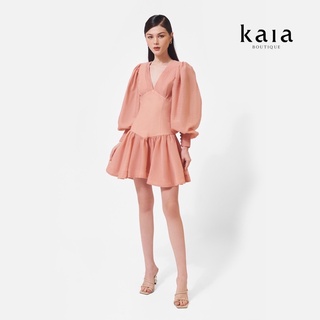 Đầm ngắn hạ eo phối li Layla Swing Dress - KAIA