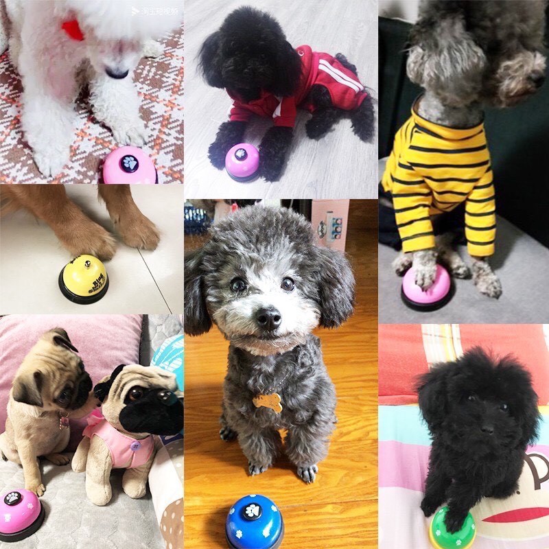 Chuông Huấn Luyện Chó Mèo Có Nút Nhấn Họa Tiết Dấu Chân