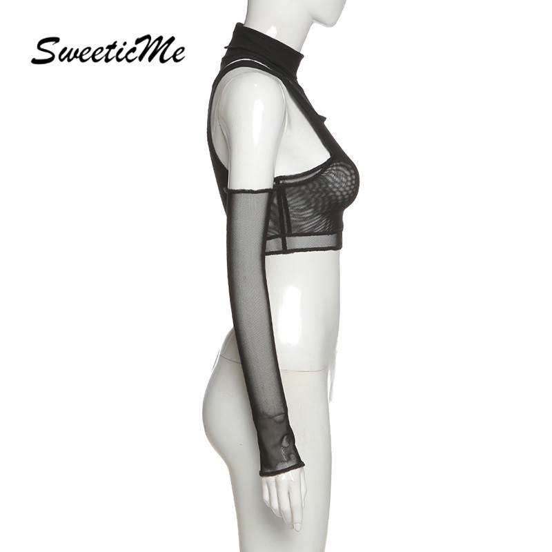 Áo Lưới Mỏng Cổ Cao Trong Suốt Kiểu Dáng Mới Dành Cho Nữ