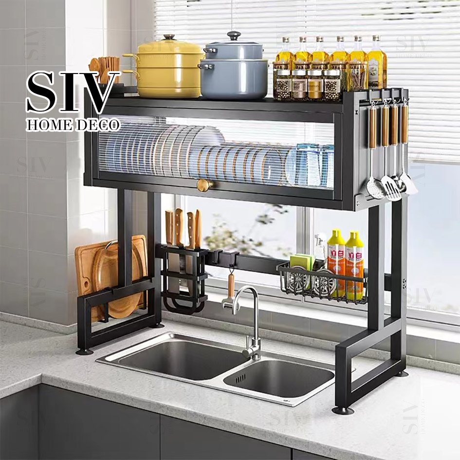 SIV kệ chén có nắp đậy ,Đa Năng Thông Minh Nhà Bếp Trên Bồn Rửa 2 màu