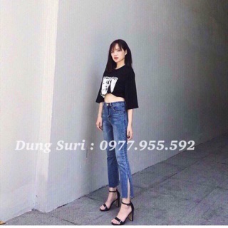 quần jean loe xẻ gấu