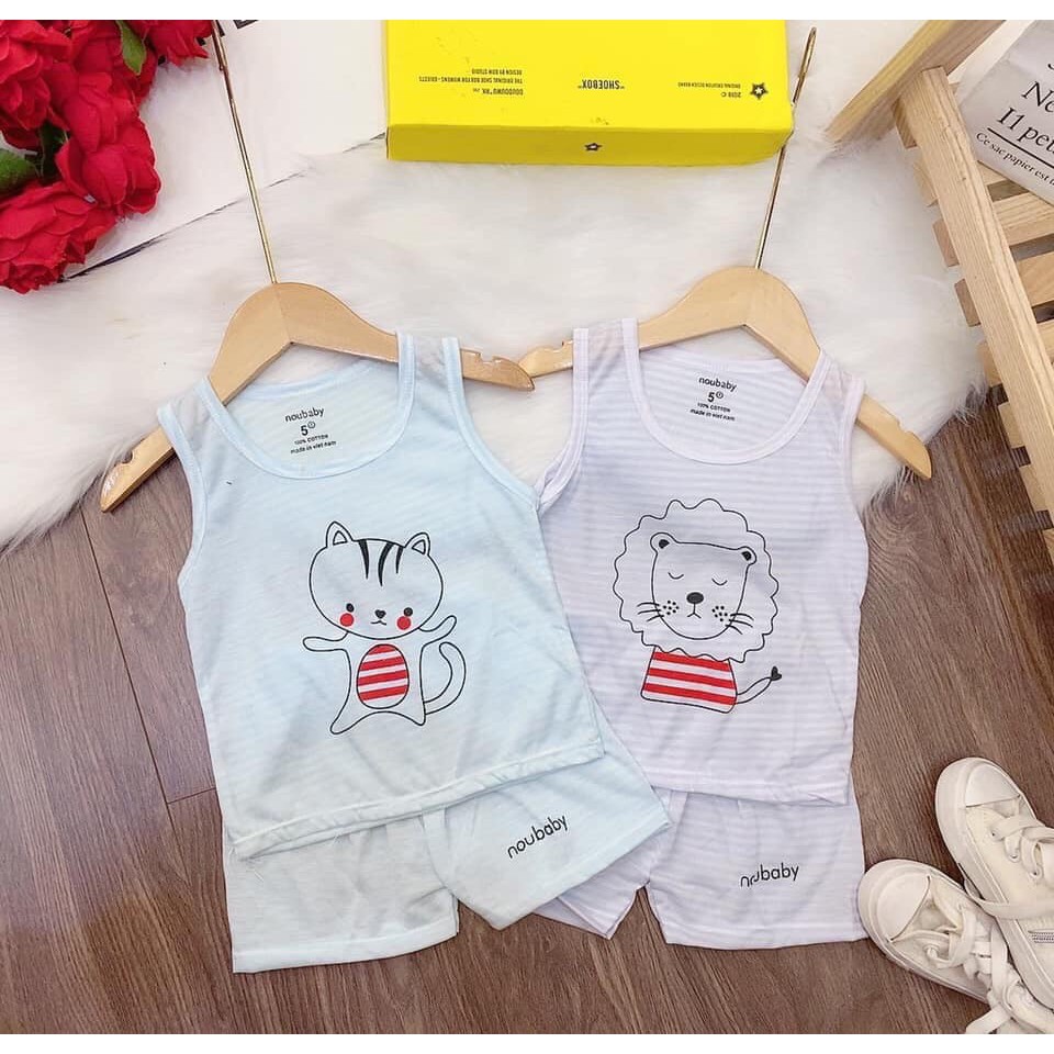 Combo 5 bộ kẻ ba lỗ chất cotton loang mềm mịn xin mát cho bé trai bé gái mặc hè