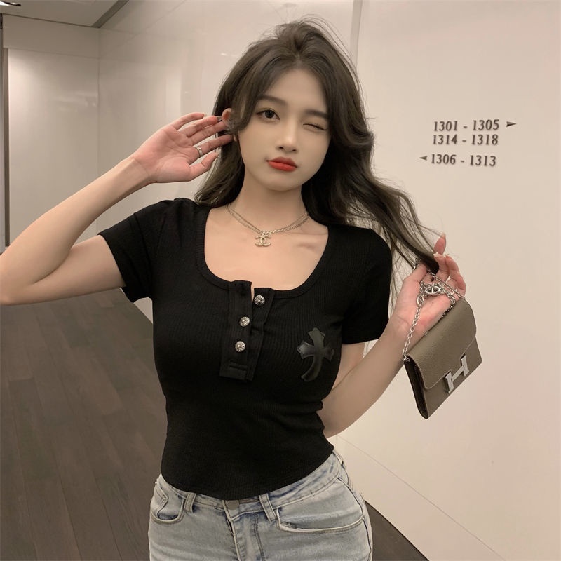 COZOKC COZOK Áo kiểu crop top COZOK tay ngắn ôm dáng thời trang quyến rũ dành cho nữ