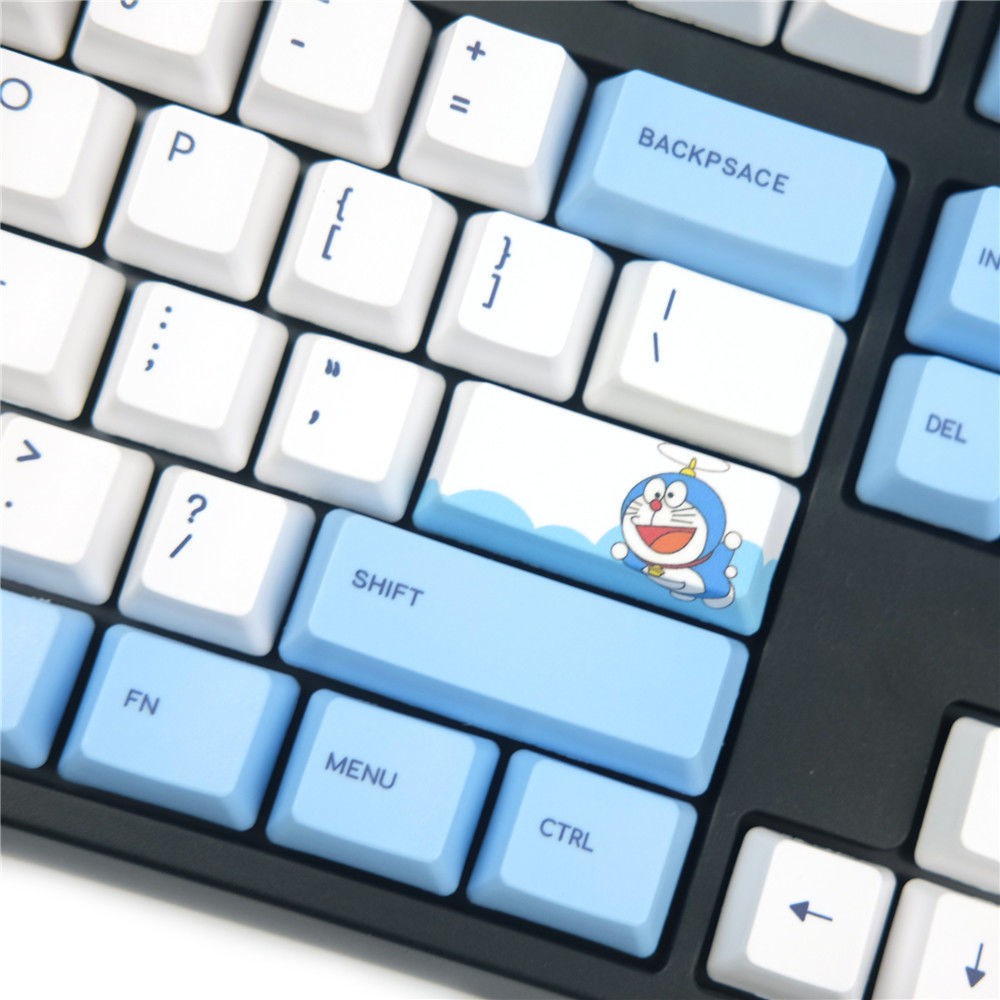 ↂ✾Bàn phím cơ Doraemon màu xanh mèo kêu leng keng thăng hoa PBT keycap 104IKBC108 / 87 Big Filco