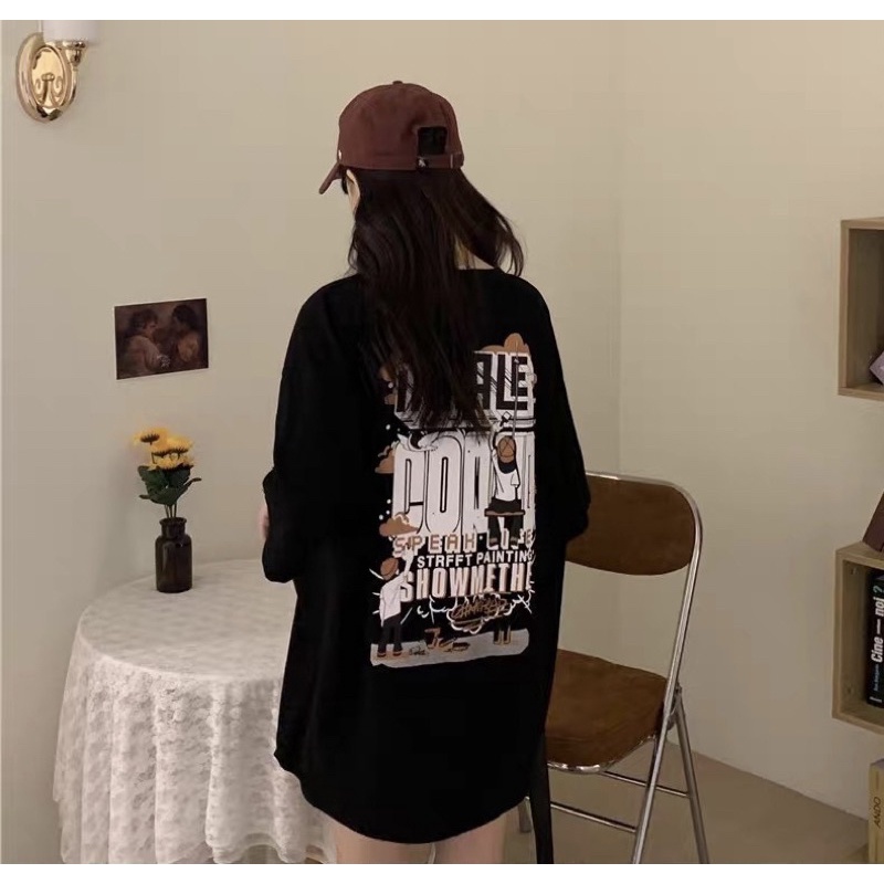 Áo thun tay lỡ nam nữ, áo phông studio1996 form rộng chất cotton in hình ALE